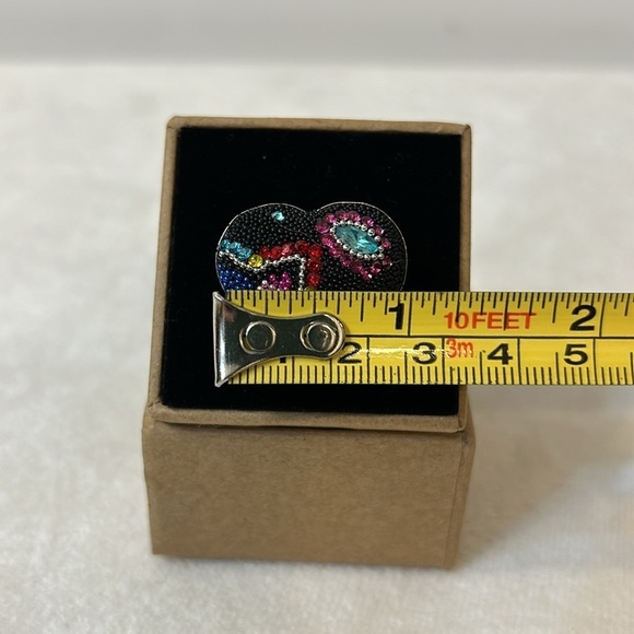 Solid Sterling Silver Micro Mosaic Heart Shaped Ring Size 7 - Picture 10 of 11